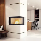 Kamineinsatz aus Stahl MBO rechts 15 kW Ø 200 - Schwarz
