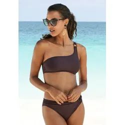 Bustier-Bikini-Top S.OLIVER "Rome", Damen, Gr. 36, Cup C/D, braun, Microfaser, Polyamid, unifarben, Bikini-Oberteile, mit One-Shoulder-Form