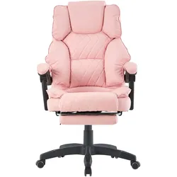 Bürostuhl mit Fußstütze und flexiblen 3-Punkt-Armlehnen - Schreibtischstuhl im Lederoptik-Design - ergonomischer Bürostuhl mit einer verstellbaren Rückenlehne für gesündere Sitzhaltung