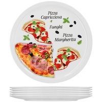 van Well Pizzateller 6er Set Pizzateller Margherita groß - 30,5cm Porzellan Teller Motiv