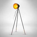 B.K.Licht - Stehlampe Vintage mit Fußtaster, schwenkbar, E27 Fassung, max. 40W), Schwarz-Gold