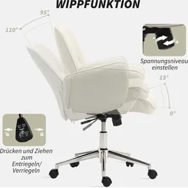 Vinsetto Bürostuhl mit Wippfunktion Schreibtischstuhl höhenverstellbarer Drehstuhl ergonomischer Arbeitsstuhl modern Belastbar bis 120 kg