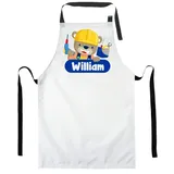 Ferocity Personalisierter Kinderschürze Kind Malschürze Kunstkittel Kochschürze Apron Werkschürze mit einem motiv Weiß Teddybär mit Namen[074] - Einheitsgröße