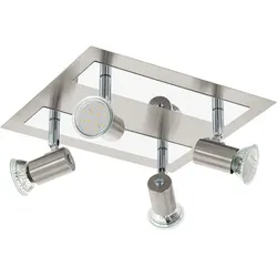 EGLO QUADRAT/4 GU10/LED 5WNICKEL-MATT / CHROM ROTTELO Deckenleuchte 4-flammig, Durchschnittliche Lebensdauer 25000 Stunden
