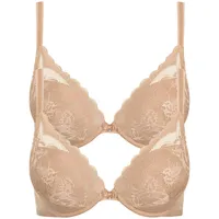 LISCA Push-up-BH LISCA "2er Pack Push up BH Evelyn", Damen, Gr. 80, Cup C, beige (sweet almond), Spitze, Obermaterial: 82% Polyamid PA. 18% Elasthan EL., BHs Push-up-BH
