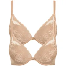 LISCA Push-up-BH LISCA "2er Pack Push up BH Evelyn", Damen, Gr. 80, Cup C, beige (sweet almond), Spitze, Obermaterial: 82% Polyamid PA. 18% Elasthan EL., BHs Push-up-BH