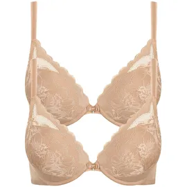 LISCA Push-up-BH LISCA "2er Pack Push up BH Evelyn", Damen, Gr. 80, Cup C, beige (sweet almond), Spitze, Obermaterial: 82% Polyamid PA. 18% Elasthan EL., BHs Push-up-BH
