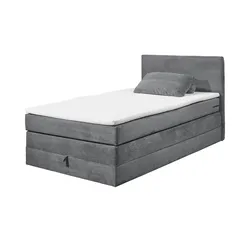 Boxspringbett  Lumb ¦ grau ¦ Maße (cm): B: 121 H: 107 T: 209