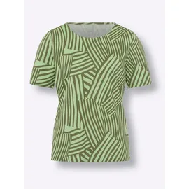 Classic Basics Rundhalsshirt CLASSIC BASICS "Kurzarm-Shirt", Damen, Gr. 40, grün (oliv, reseda, bedruckt), 100% Baumwolle, gemustert, mehrfarbig, Rundhals, Shirts Rundhalsshirt