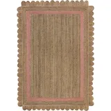 FLAIR RUGS Teppich FLAIR RUGS "Grace" Teppiche Gr. B: 160cm, 7mm, L: 230cm, beige (natur/pink) aus 100% Jute, fußbodenheizungsgeeignet, mit Bordüre