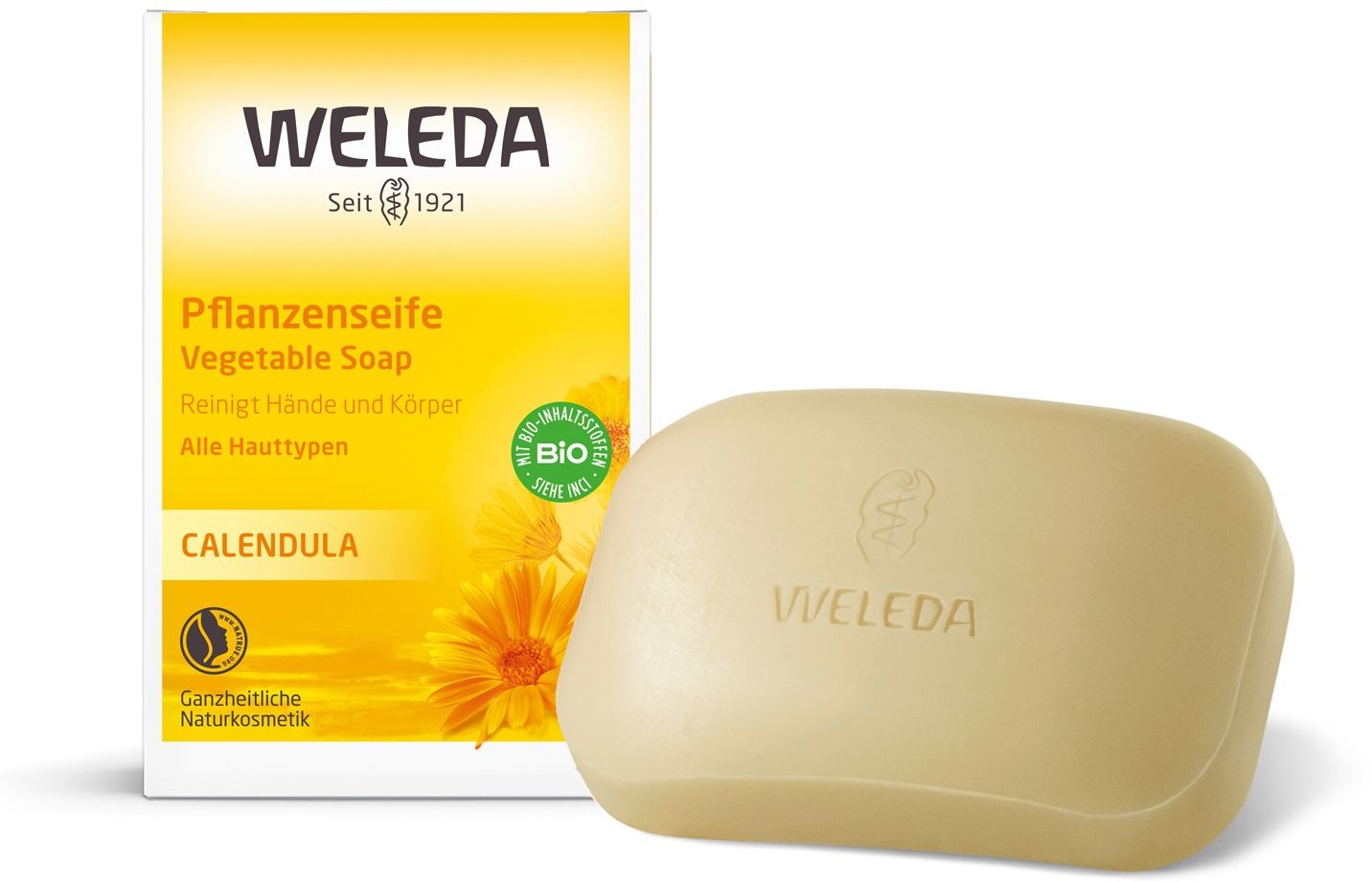 Weleda Calendula Pflanzenseife - reinigt besonders mild, für zarte und empfindliche Haut geeignet