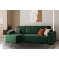 Fun Möbel Ecksofa Schlafsofa Sofa MARIS Stoff Grün Ottomane Links - Grün
