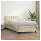 vidaXL Boxspringbett mit Matratze Creme 100x200 cm Kunstleder