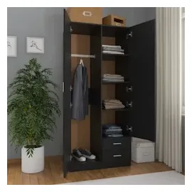 vidaXL Kleiderschrank Schwarz 80x52x180 cm Holzwerkstoff