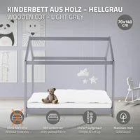 ML-Design Kinderbett Kinderhaus Bett Bettgestell Holzbett Einzelbett 70x140 cm