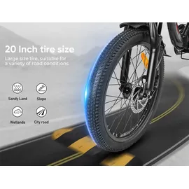 SMARTAI SAMEBIKE E Bike Elektrofahrrad 20" Fat Tire E-Fahrrad klapprad 36V/12Ah Akku,Off-Road Trekking Mountainbike City EBike Herren Damen(CY20) (White)