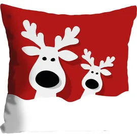 Queence Dekokissen QUEENCE "Carolin", rot (rot, bedruckt), B:40cm L:40cm, Polyester, Dekokissen_Sitzkissen_Kissenhüllen, Kissenhülle ohne Füllung, 1 Stück