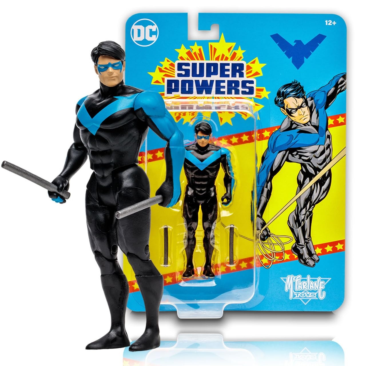 McFarlane Toys, DC Multiverse, 12,7 cm DC Super Powers Nightwing Actionfigur mit 5 Gelenkpunkten, Sammlerstück DC Retro 1980er Super Powers Line Figur - ab 12 Jahren