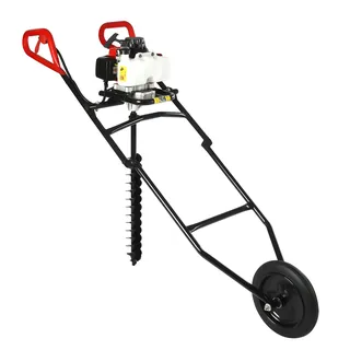 SOLOCJNL Erdlochbohrer Erdbohrer Gartenbohrer Benzin, 63cc, 2-Takt Motor, 1,2L Tank, Faltbare Design, Erdlochbohrer Pfahlbohrer mit Bohraufsätzen für Post Hole Digger
