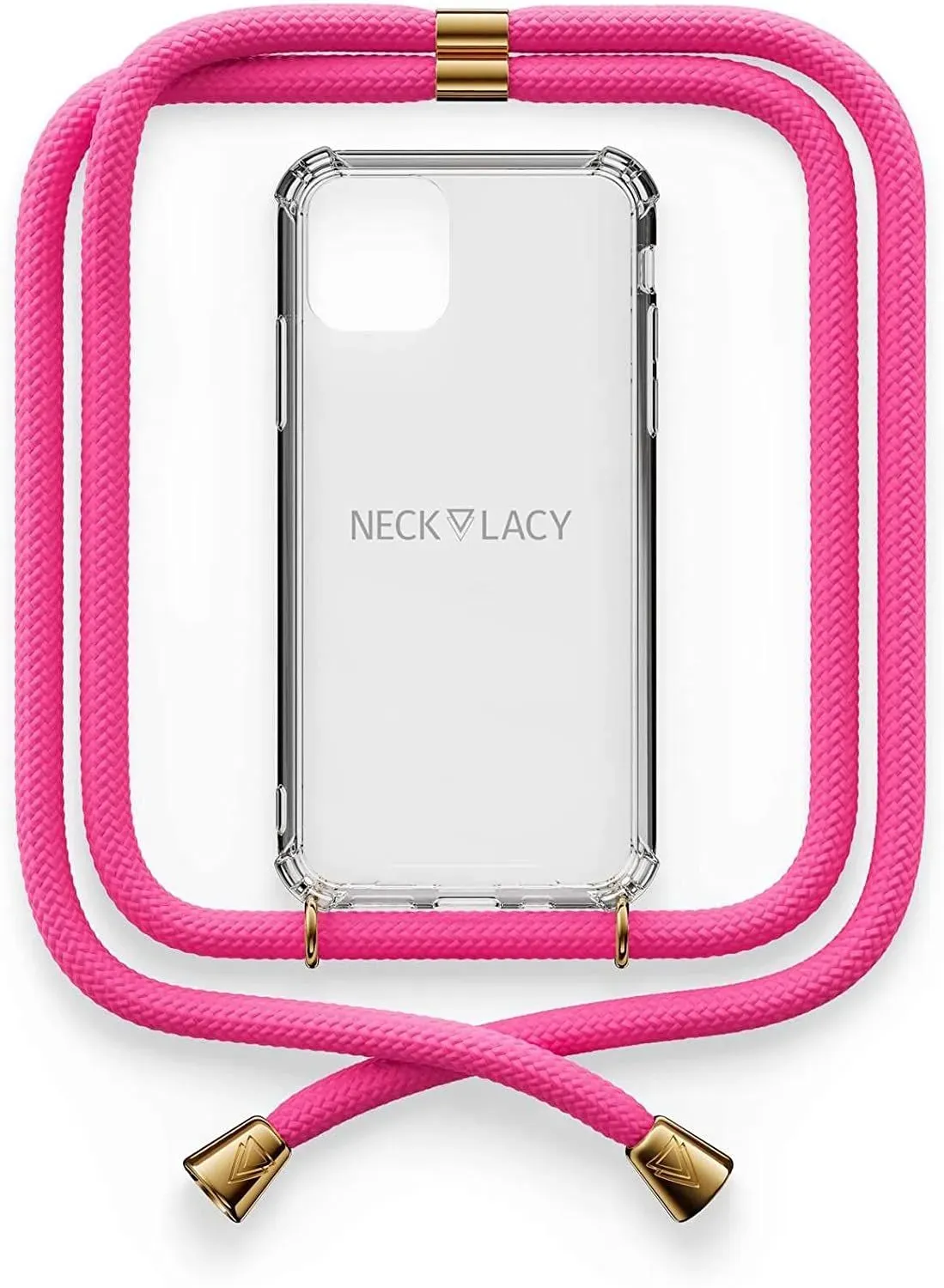 NECKLACY Handykette Handyhülle zum umhängen - für iPhone 11 - Case / Handyhülle mit Band zum umhängen - Trageband Hals mit Kordel - Smartphone Necklace, Cotton Candy
