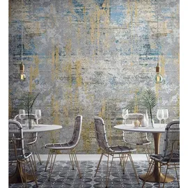 Marburg Smart Art Gallery Fototapete Shabby Uni (B x H: 2,65 x 3,4 m, Vlies, Grau-Gelb)