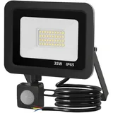 YCZM 35W LED Strahler Außen mit Bewegungsmelder 3500LM 6500K Kaltweiß,Außenstrahler mit Bewegungsmelder IP65 Wasserdicht,Scheinwerfer mit Bewegungsdetektor Schwarz für Hell Garten Garage Hof