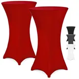 DETEX DETEX® Stehtisch Husse 2er Set Rund 30°C Waschbar Stehtischhussen Stretch Stehtischhusse Überzug 2er Set bordeaux, 70Ø Ø 70-75cm Verstärkter Fußbereich