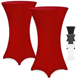 DETEX DETEX® Stehtisch Husse 2er Set Rund 30°C Waschbar Stehtischhussen Stretch Stehtischhusse Überzug 2er Set bordeaux, 70Ø Ø 70-75cm Verstärkter Fußbereich