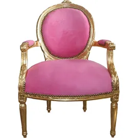 Casa Padrino Barock Medaillon Salon Stuhl Rosa/Gold