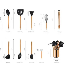 Echtwerk Küchenhelfer-Set 10-teilig Braun Schwarz