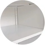 Schrank & Stuhl zusätzlicher Fachboden | Einlegeboden für Flügeltürenschrank | Stahlschrank 92x50 cm (BxT) inklusive je 4 Fachbodenträger (verkehrsweiß (RAL 9016))