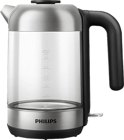 PHILIPS HD9339/80 Serie 5000 1.7 Liter Wasserkocher, Schwarz/Silber