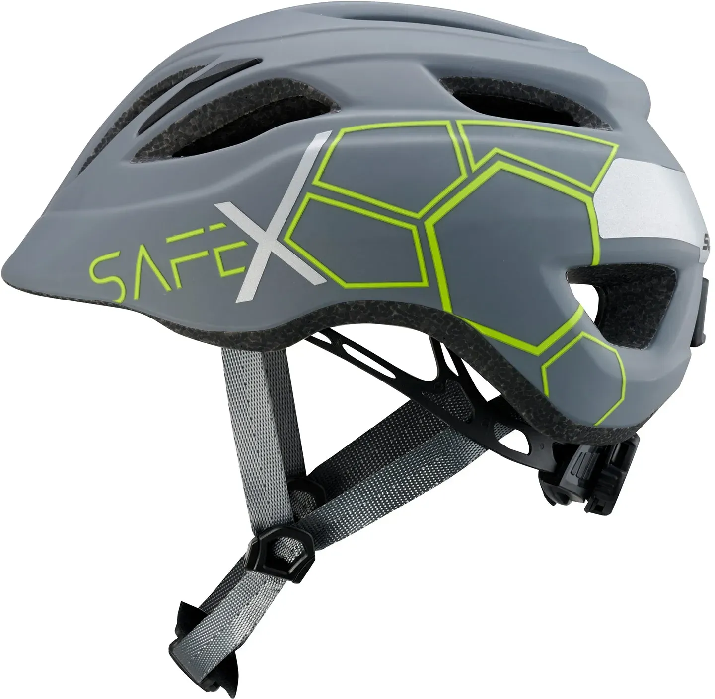 safeX 1 Fahrradhelm - L (54-58 cm) / Dark Grey/Lime