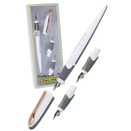 ONLINE USV-Systeme Online Kalligraphie-Stift Air Best Writer Set White Rose, Füller mit 3 Federn