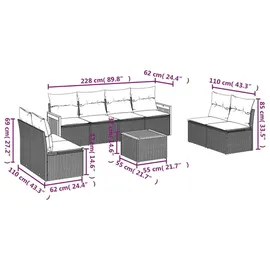 vidaXL Gartensofa-Set 9-tlg. schwarz