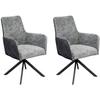 LC Home 2er Set Esszimmerstuhl »Chicago« Webstoff/Microfaser anthrazit Drehstuhl