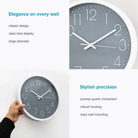 Intirilife Wanduhr 30,5 cm 30.5 grau/weiß