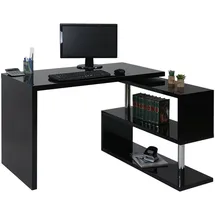 MCW Design Eckschreibtisch MCW-A68, Bürotisch Schreibtisch, hochglanz drehbar 120x60cm ~ schwarz