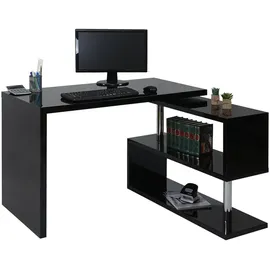 MCW Design Eckschreibtisch MCW-A68, Bürotisch Schreibtisch, hochglanz drehbar 120x60cm ~ schwarz