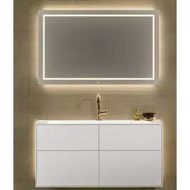 Villeroy & Boch Finion Waschtischunterschrank 2 Auszüge, mit Beleuchtung, 1000x603x501mm, Glass White Matt, Anthracite Matt