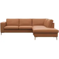 FLEXLUX Ecksofa »Fiore, L-Form«, breite Armlehnen, Füße Alu/Eiche, B/T 241/225 cm, Kaltschaum im Sitz braun