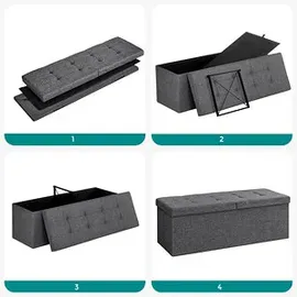 Songmics Sitztruhe LSF76GYZ dunkelgrau Stoff 110,0 cm