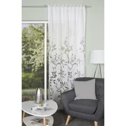 Vorhang HOME WOHNIDEEN "PAULAS" Gr. 1, grau, B:140cm H:245cm, Ausbrenner, Polyester, Viskose, Gardinen, Kombibandschal PAULAS bedruckt