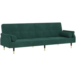 vidaXL Schlafsofa mit Kissen Dunkelgrün Samt