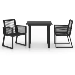 vidaXL 3-tlg. Garten-Essgruppe PVC Rattan Schwarz