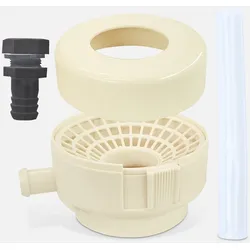 Fallrohranschluss-Set für Wassertonnen, beige, für quadratische Fallrohre 75x75mm, runde Fallrohre Ø70-80-100mm und rechteckige Fallrohre 70x80mm