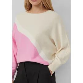 s.Oliver Feinstrickpullover mit Fledermausärmeln Pink / Weiß 4XL
