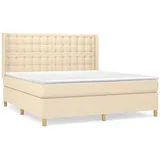 vidaXL Boxspringbett mit Matratze Creme 180x200 cm Stoff1378400