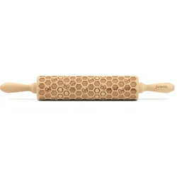 Teigroller FOLKROLL "3D-Motiv-Teigrolle", braun, L:43cm, Buchenholz, Teigroller, Bienenwaben