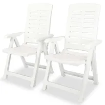 vidaXL Verstellbare Gartenstühle 65,2 x 95,1 x 27,3 cm weiß 2 St.